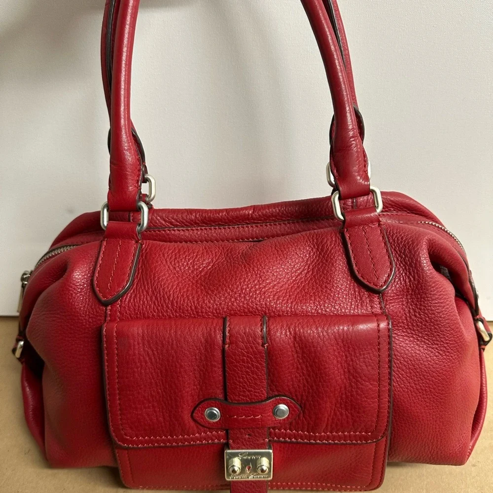 Ralph Lauren Red Leather Satchel Handbag - Women's Stylish Shoulder Bag - Picture 1 of 13